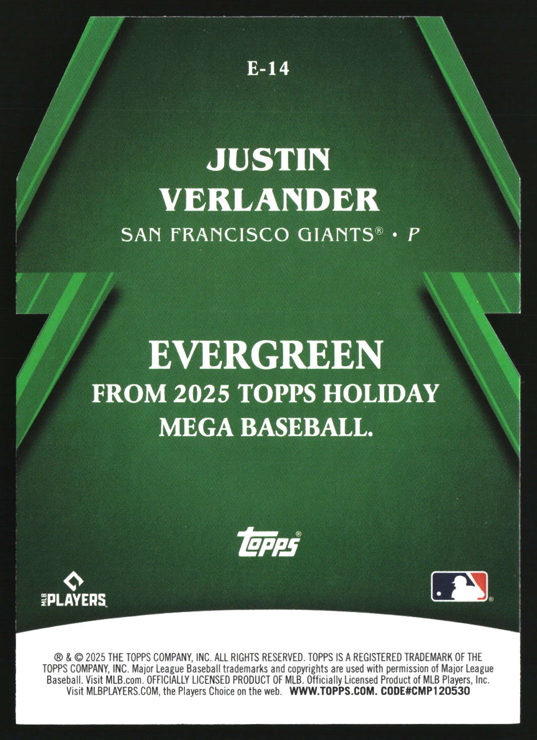 Justin Verlander 2025 Topps Holiday Evergreen #E-14