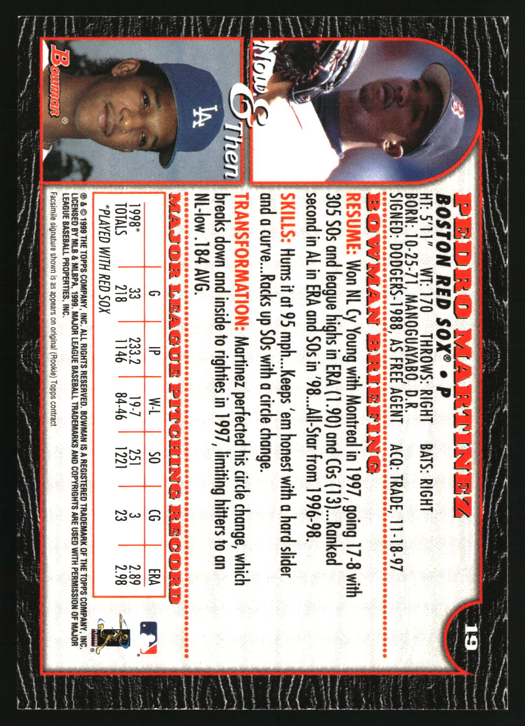 Pedro Martinez 1999 Bowman #19