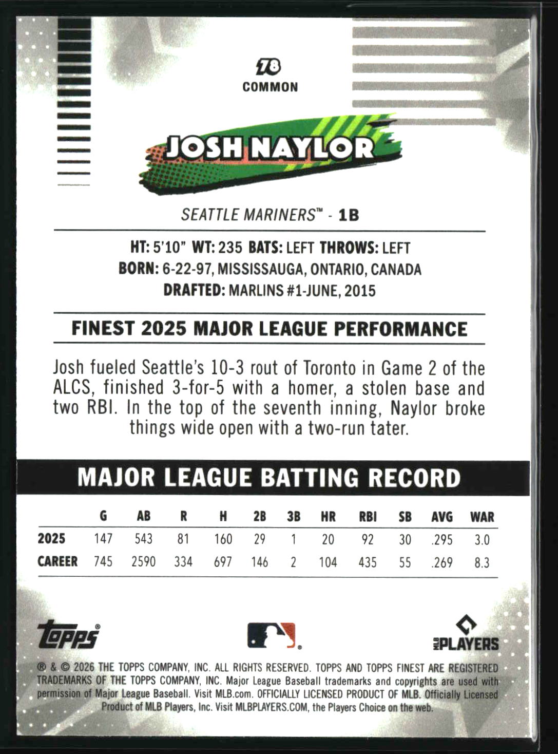 Josh Naylor 2026 Finest #78