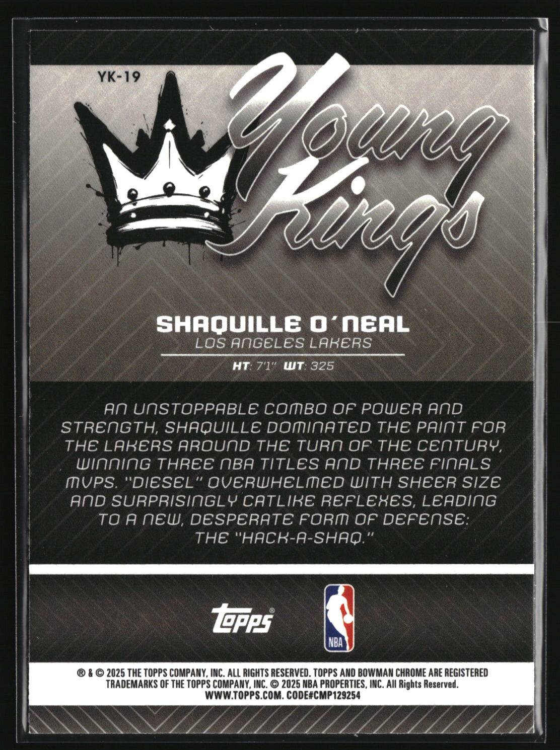 Shaquille O'Neal 2025-26 Bowman Young Kings #YK-19