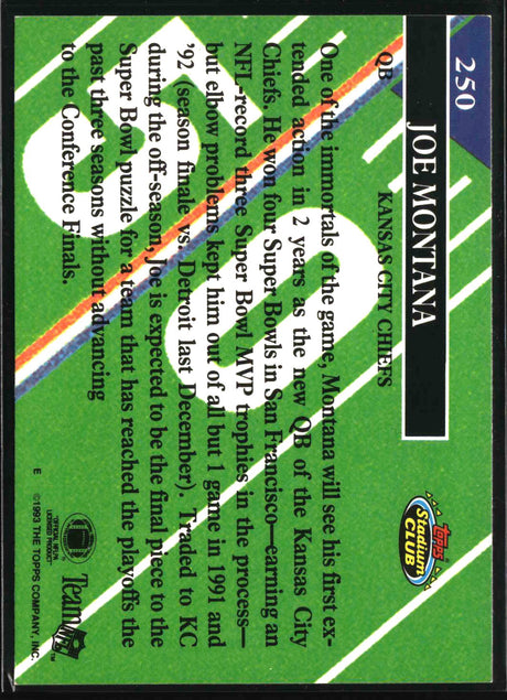 Joe Montana 1993 Stadium Club #250