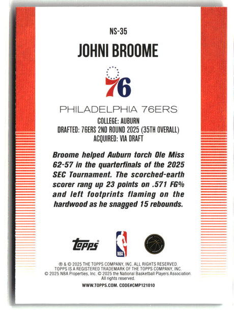 Johni Broome 2025-26 Topps New School #NS-35