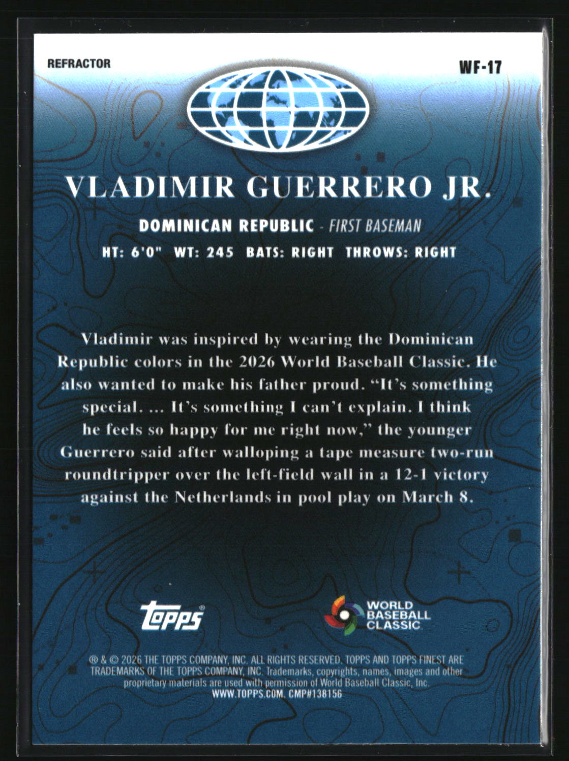 Vladimir Guerrero Jr. 2026 Finest World's Finest Refractors #WF-17