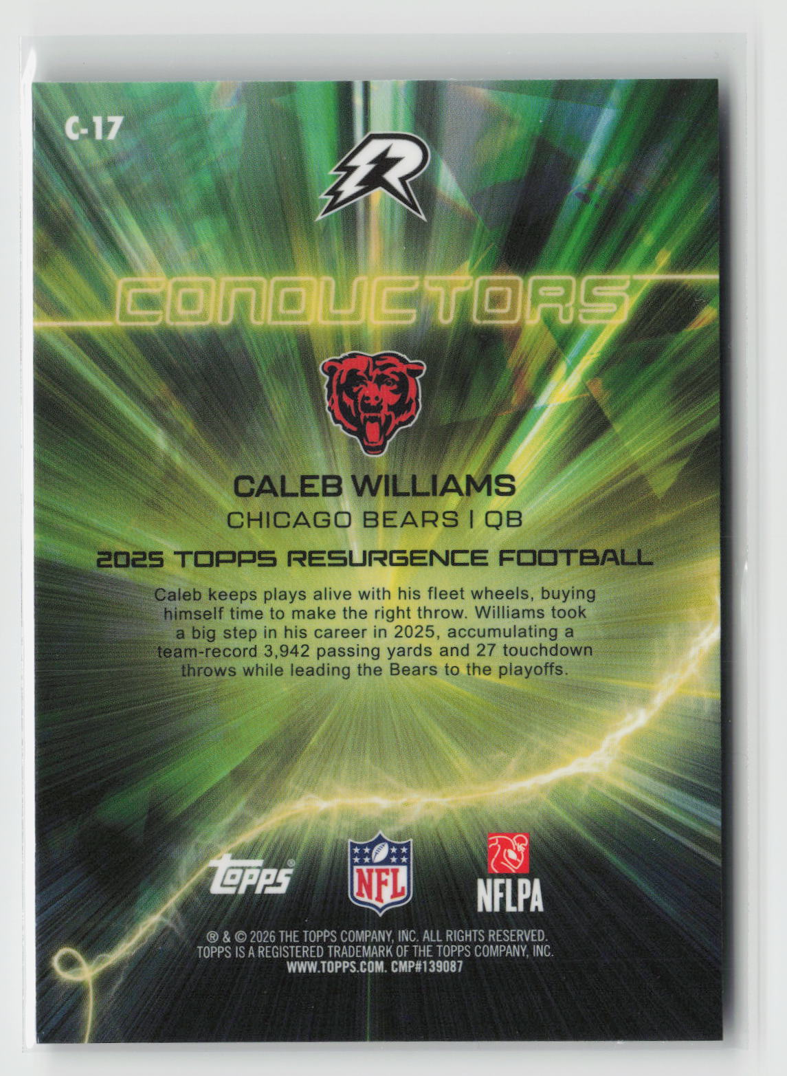 Caleb Williams 2025 Topps Resurgence Conductors Aqua Surge Refractor #C-17