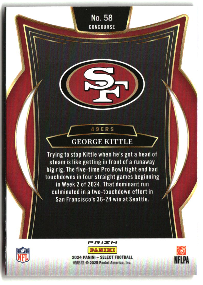 George Kittle 2024 Panini Select Black & Red Prizm Shock #58