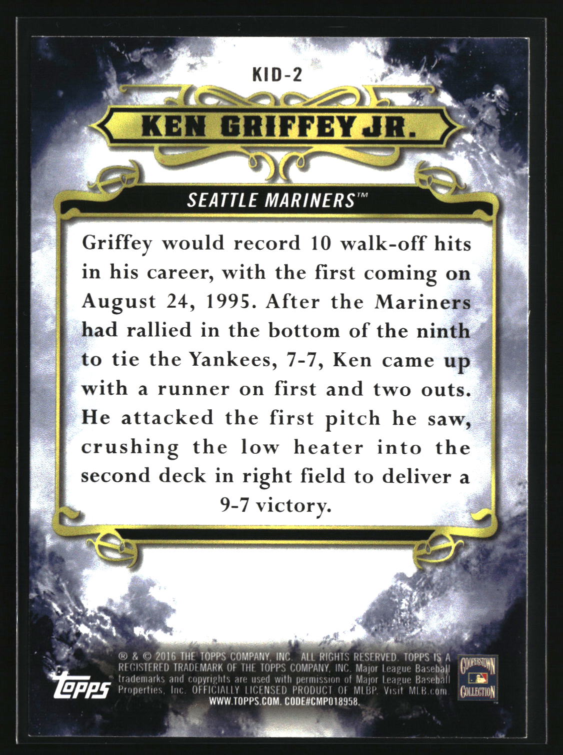 Ken Griffey Jr. 2016 Topps Tribute to the Kid #KID-2