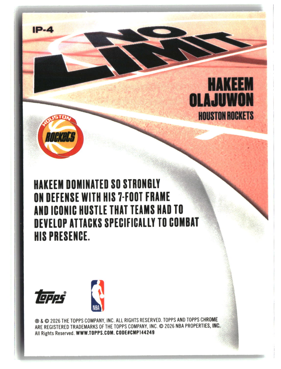 Hakeem Olajuwon 2025-26 Topps Chrome Update No Limit #IP-4