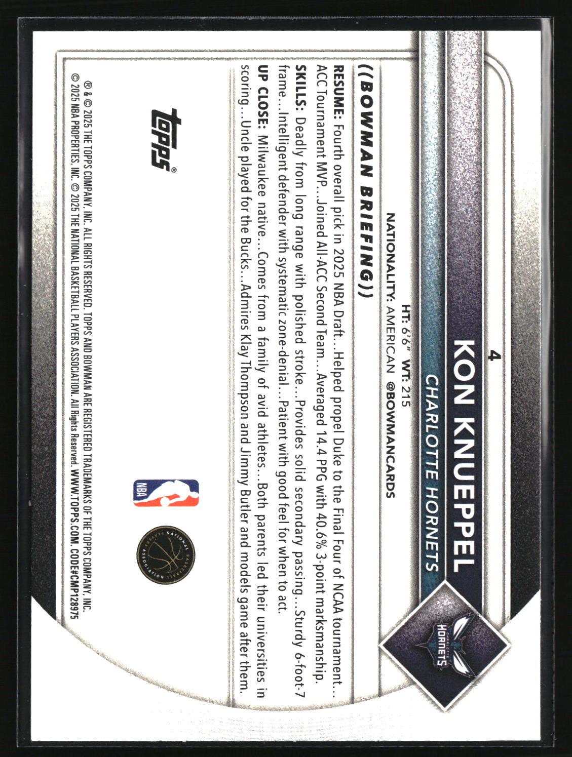 Kon Knueppel 2025-26 Bowman #4