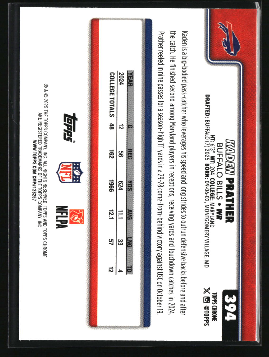 Kaden Prather 2025 Topps Chrome #394