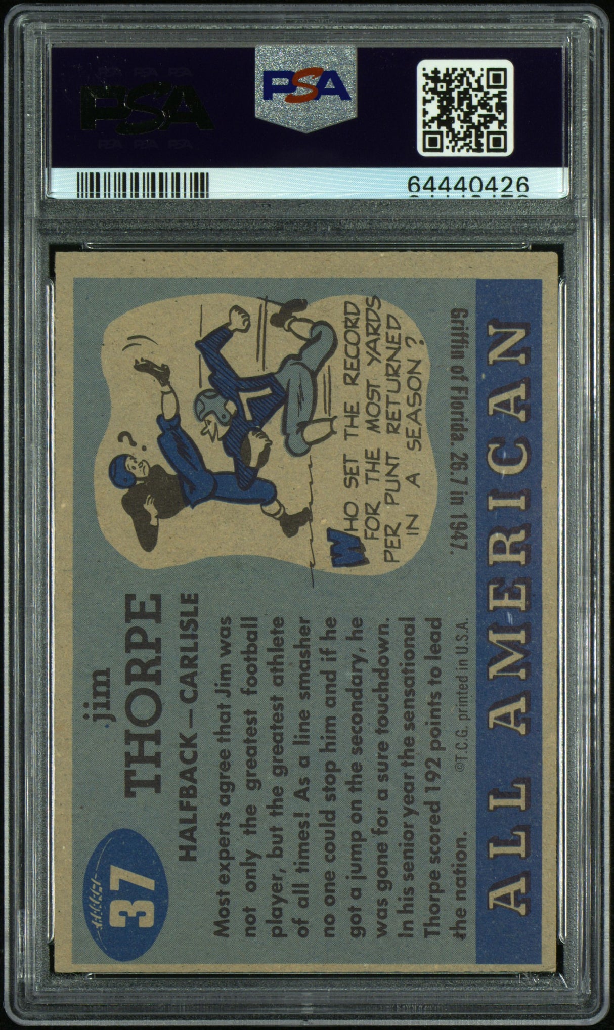 Jim Thorpe 1955 Topps All-Amer. #37 PSA 7