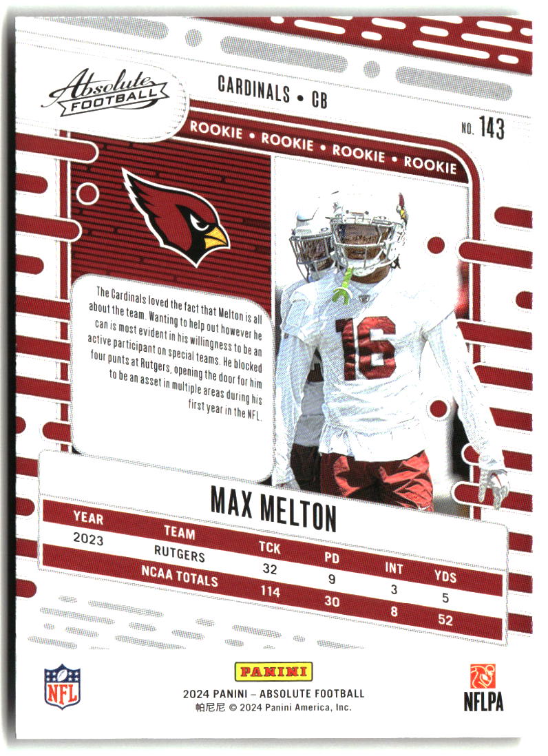 Max Melton 2024 Panini Absolute Retail #143