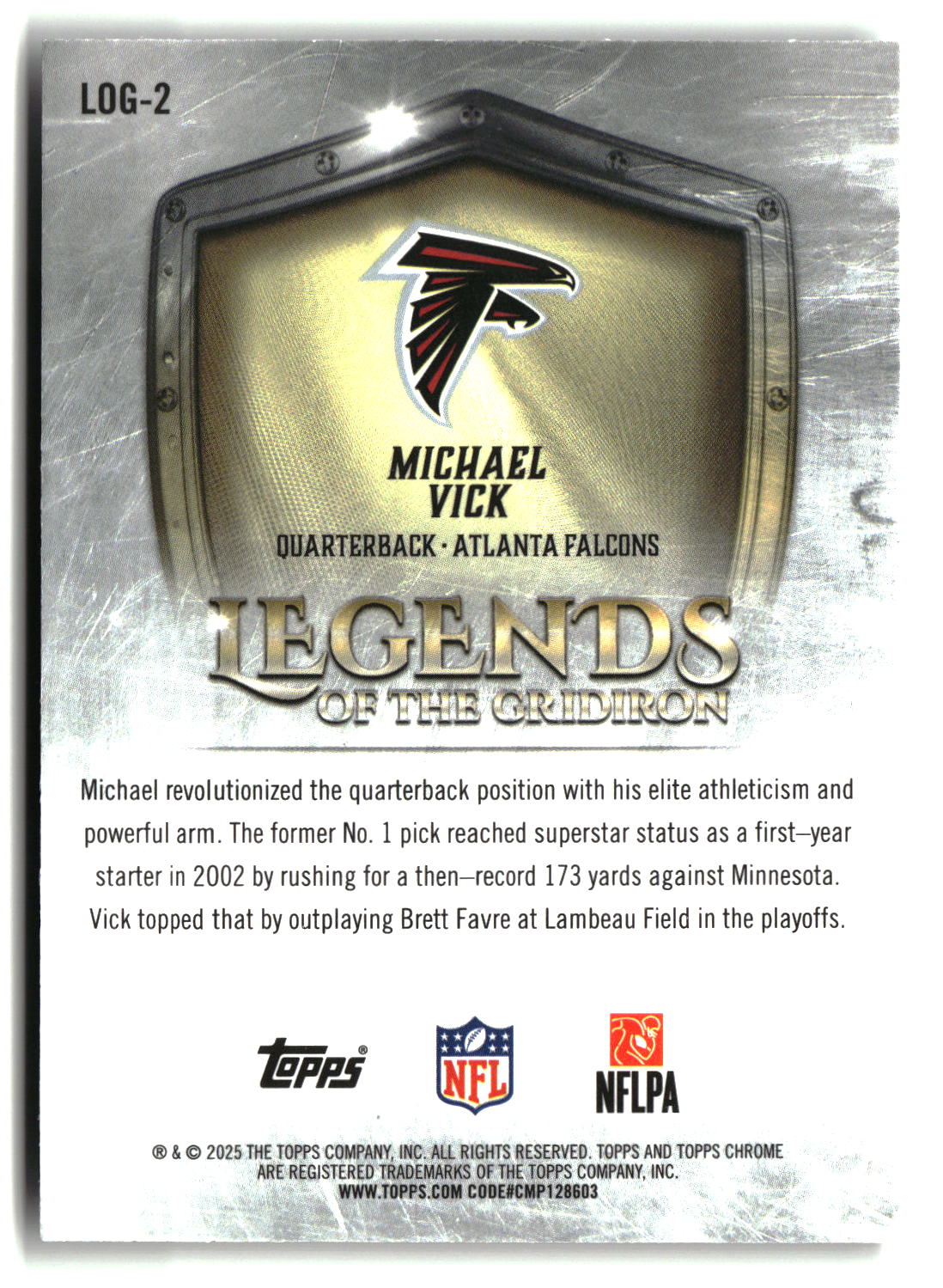 Michael Vick 2025 Topps Chrome Legends of the Gridiron #LOG-2
