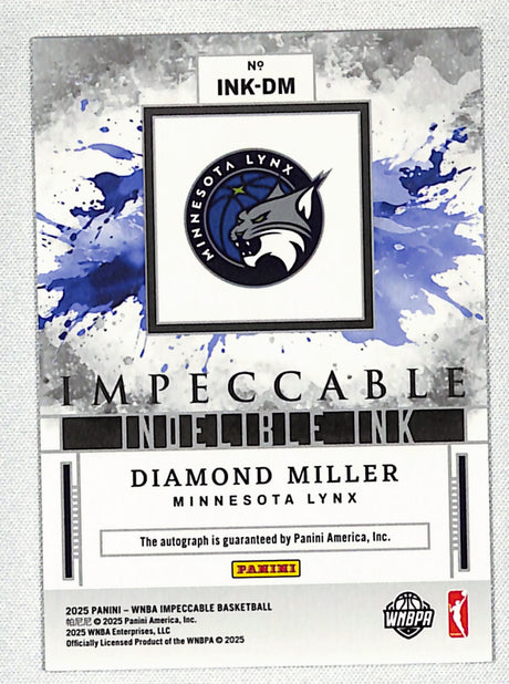Diamond Miller 2025 Impeccable WNBA Indelible Ink Signatures Gold #INK-DM #/49