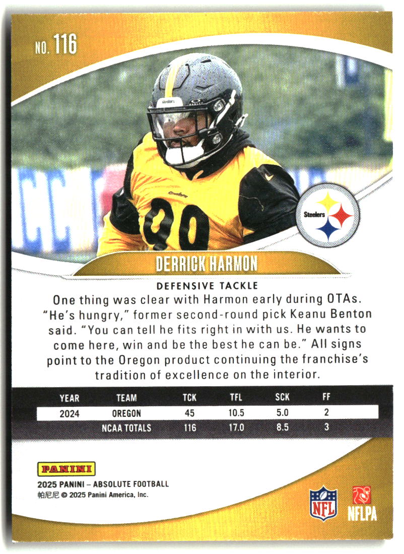 Derrick Harmon 2025 Panini Absolute Retail #116