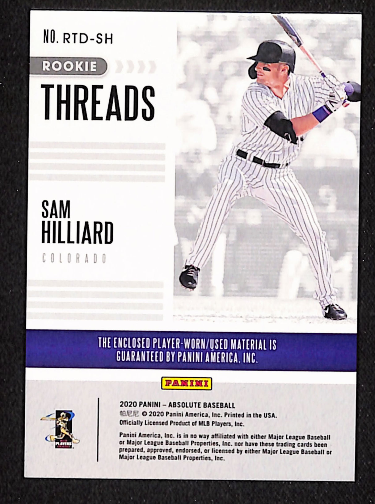 Sam Hilliard 2020 Panini Absolute Rookie Threads Duals #RTD-SH