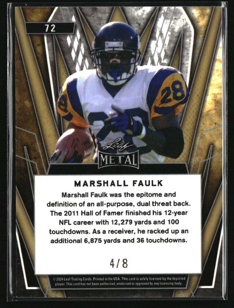 Marshall Faulk 2024 Leaf Metal Mojo Purple #72 #/8