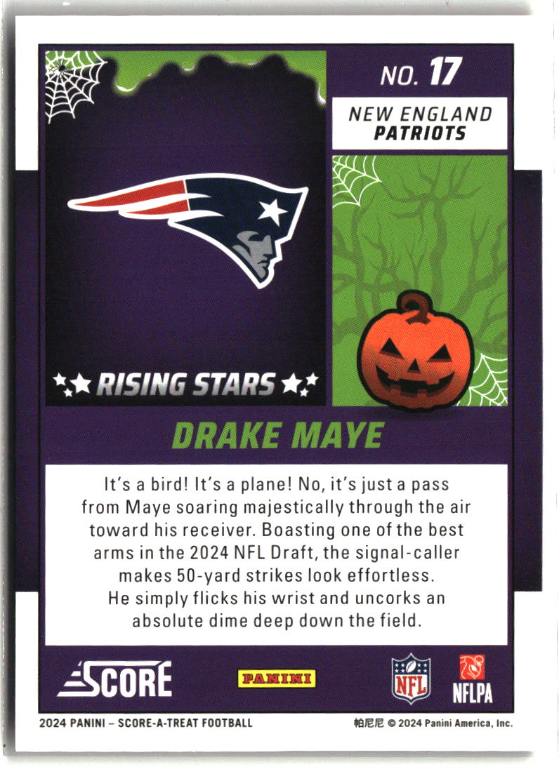 Drake Maye 2024 Score-A-Treat Rising Stars Orange Pumpkin #17