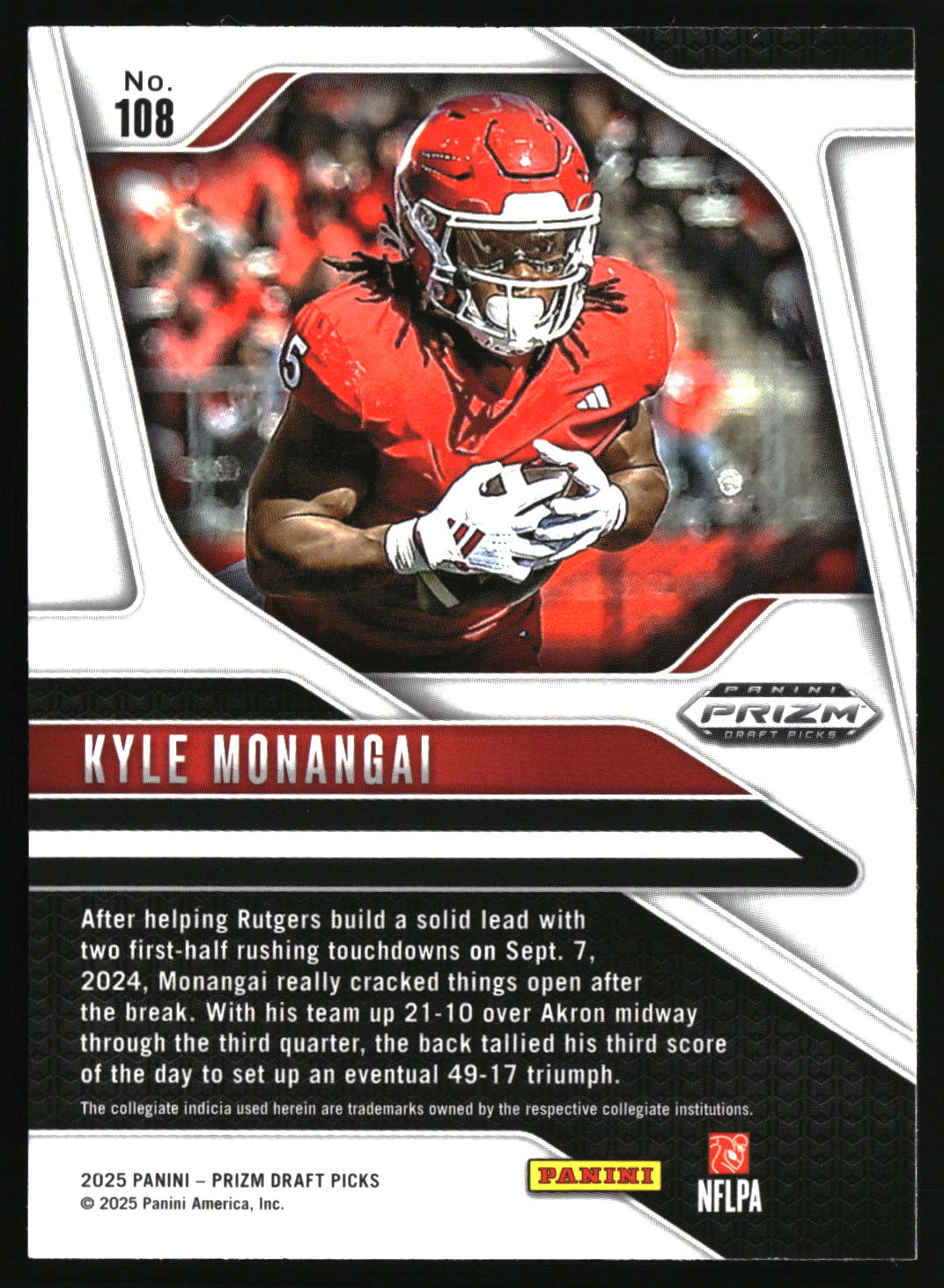Kyle Monangai 2025 Panini Prizm Draft Picks #108