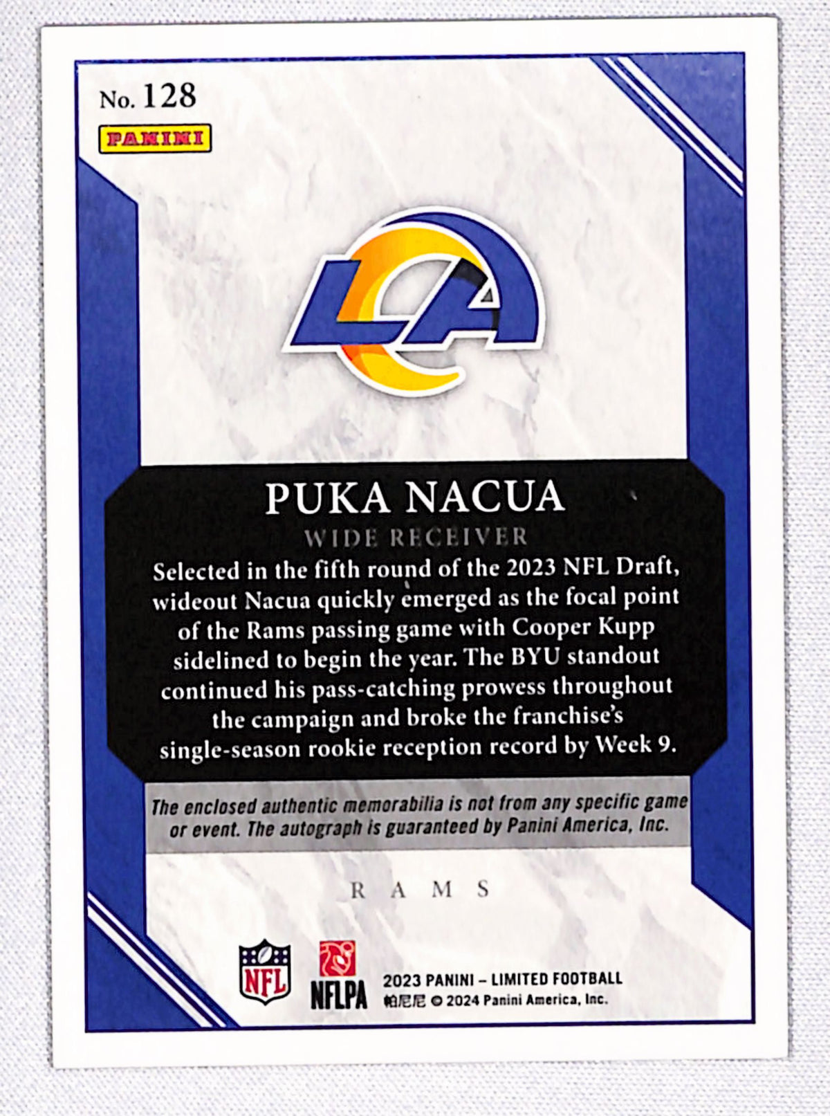 Puka Nacua 2023 Panini Limited Emerald Spotlight #128 #/10