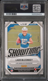 Ladd Mcconkey 2024 Panini Mosaic Showtime Signatures Purple #SSLMY 7/49 PSA 9
