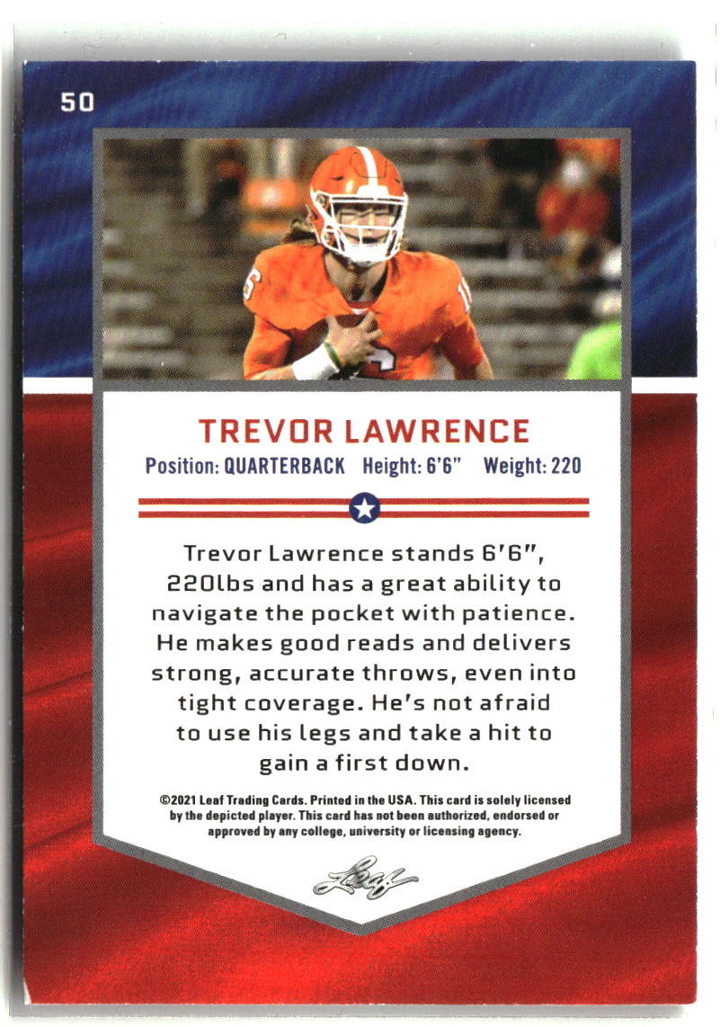 Trevor Lawrence 2021 Leaf Draft Blue #50