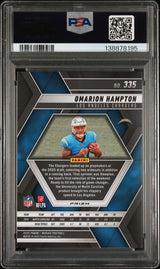 Omarion Hampton 2025 Panini Mosaic Red & White Stripe #335 PSA 9