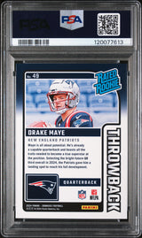 Drake Maye 2024 Panini Donruss Rated Rookies Throwback #49 PSA 9