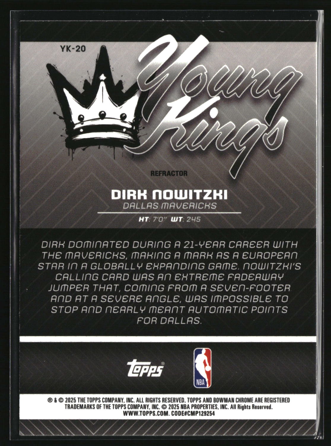 Dirk Nowitzki 2025-26 Bowman Young Kings Refractor #YK-20