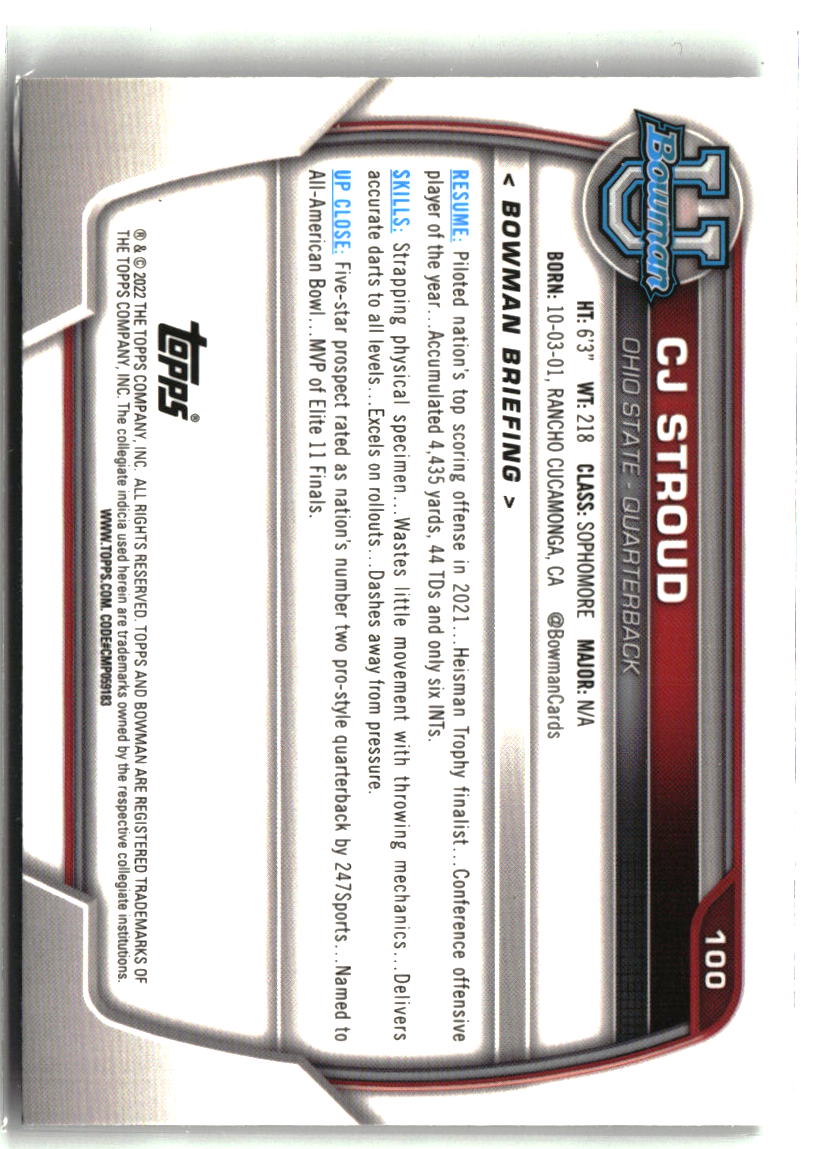 C.J. Stroud 2022 Bowman University Chrome #100