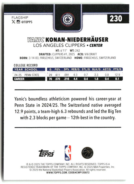 Yanic Konan-Niederh�user 2025-26 Topps #230