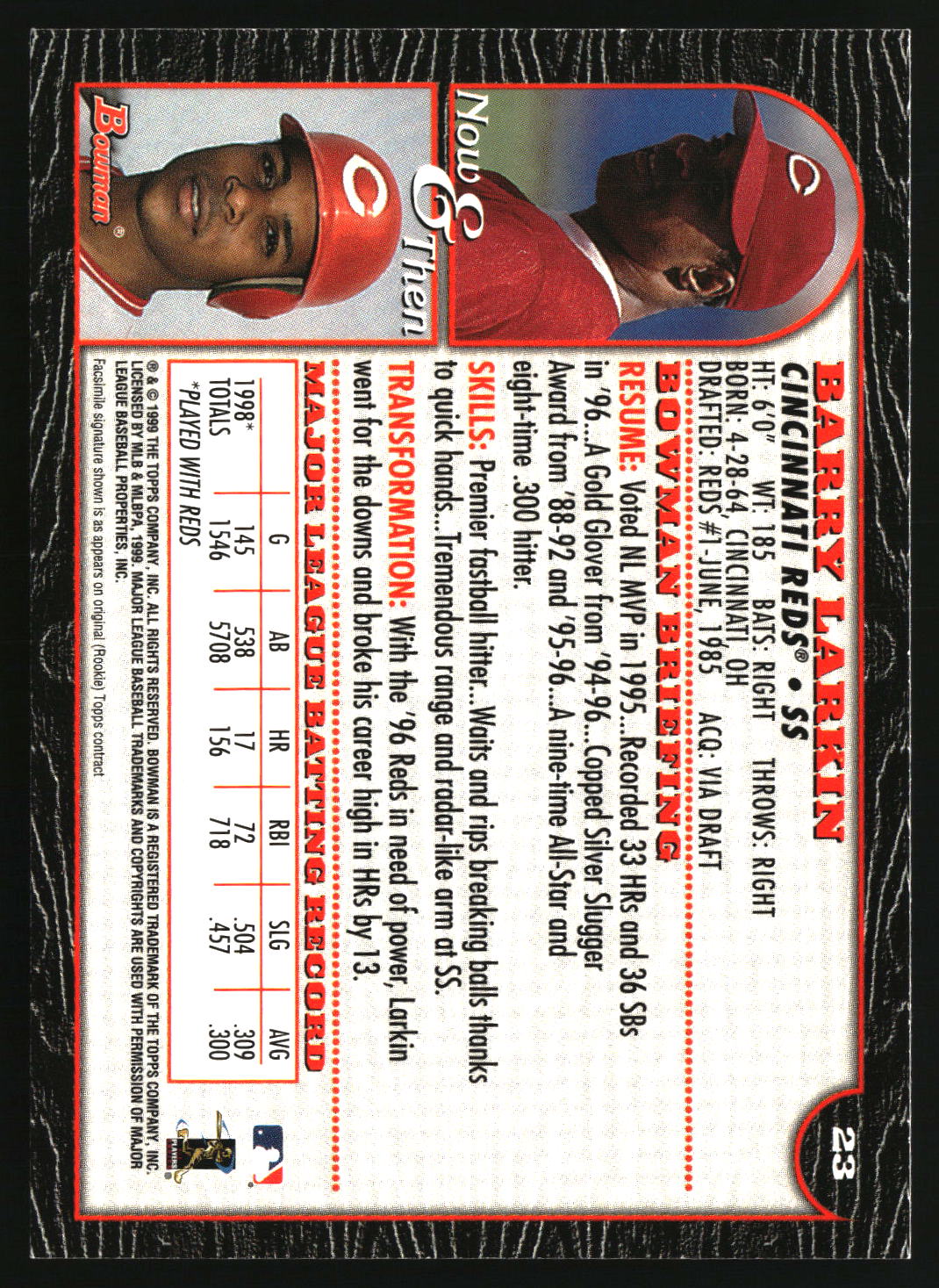Barry Larkin 1999 Bowman #23