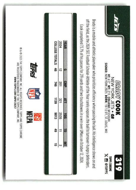 Brady Cook 2025 Topps Chrome #319