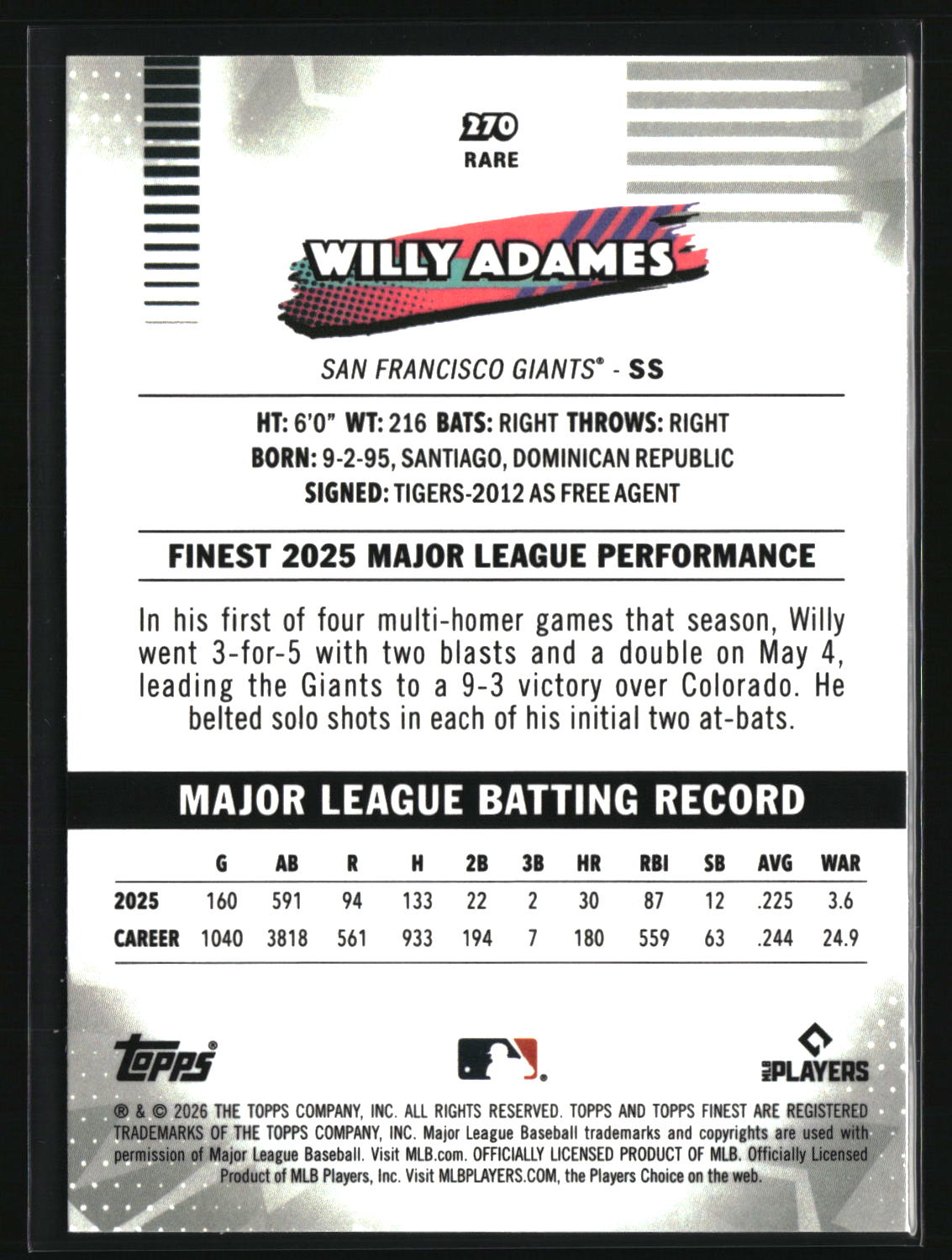 Willy Adames 2026 Finest #270