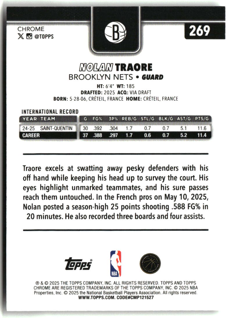 Nolan Traore 2025-26 Topps Chrome #269