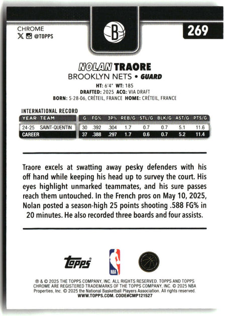 Nolan Traore 2025-26 Topps Chrome #269