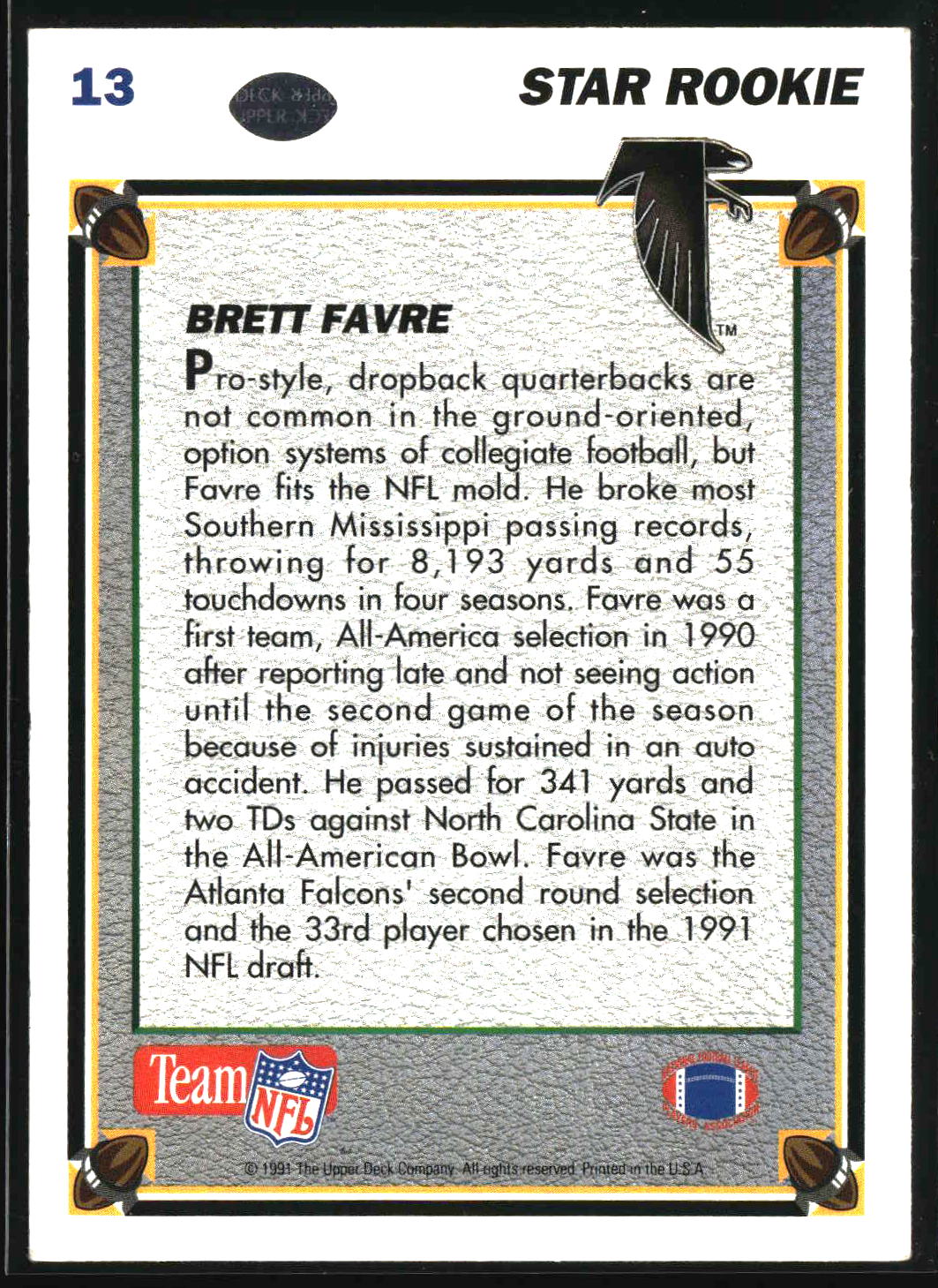Brett Favre 1991 Upper Deck #13