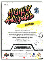 Tye Kartye 2023-24 Upper Deck Credentials Highly Anticipated Autographs #HA-35