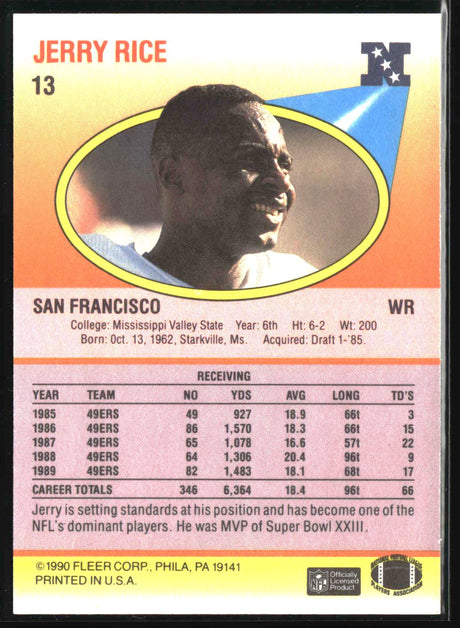 Jerry Rice 1990 Fleer #13