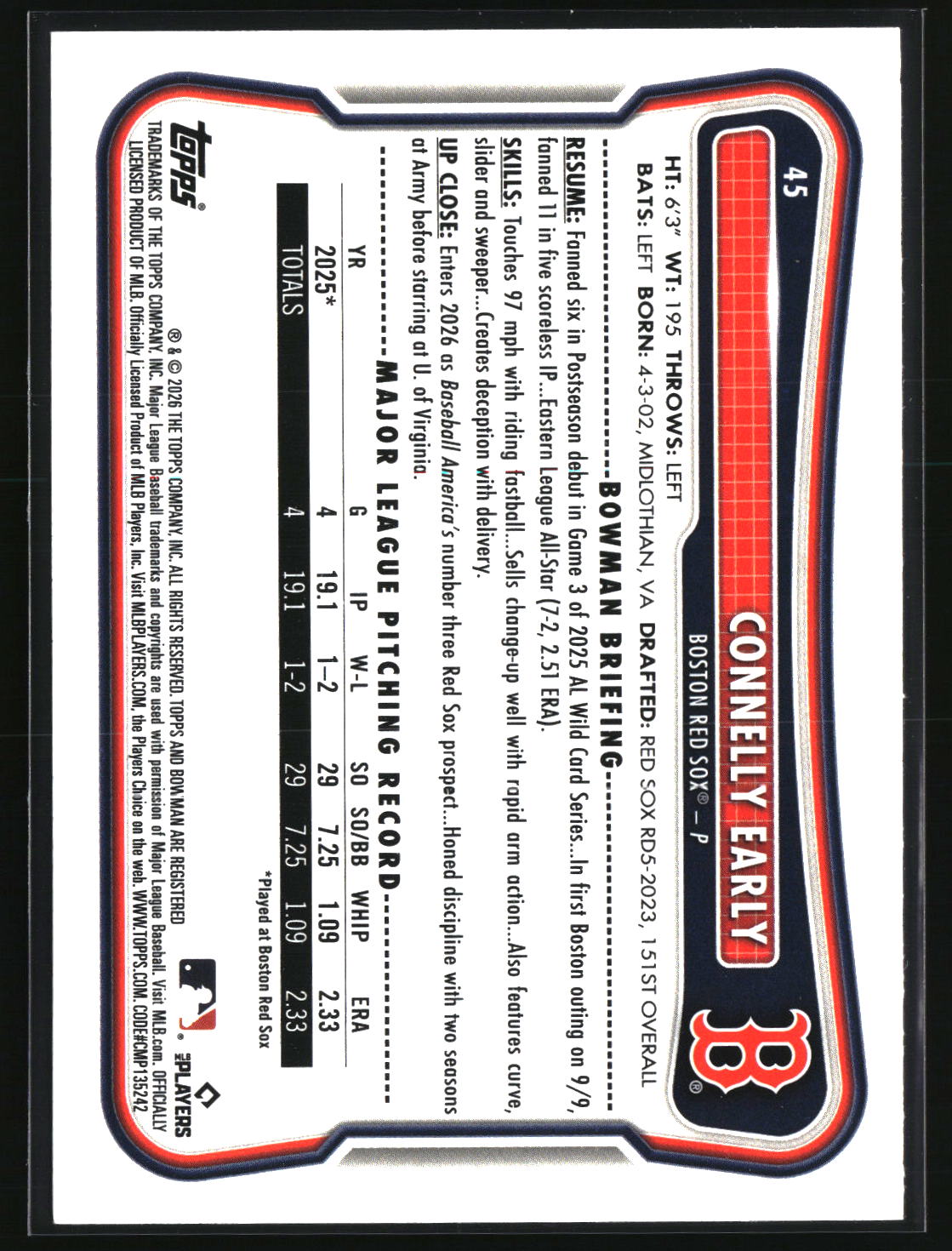 Connelly Early 2026 Bowman #45