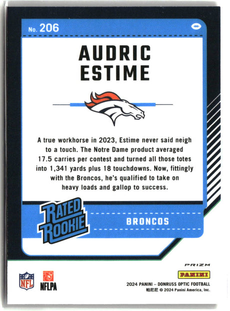 Audric Estime 2024 Donruss Optic Red Hyper #206