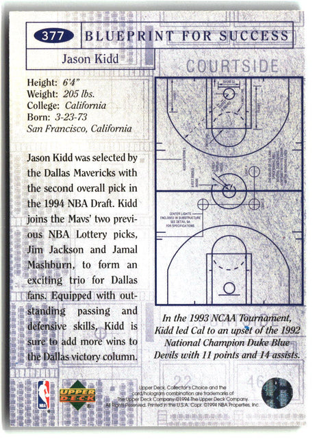 Jason Kidd 1994-95 Collector's Choice #377