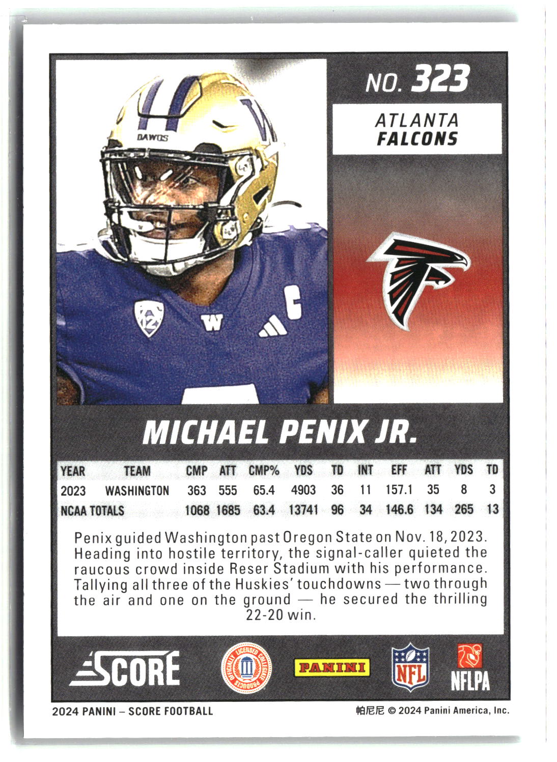 Michael Penix Jr. 2024 Score #323
