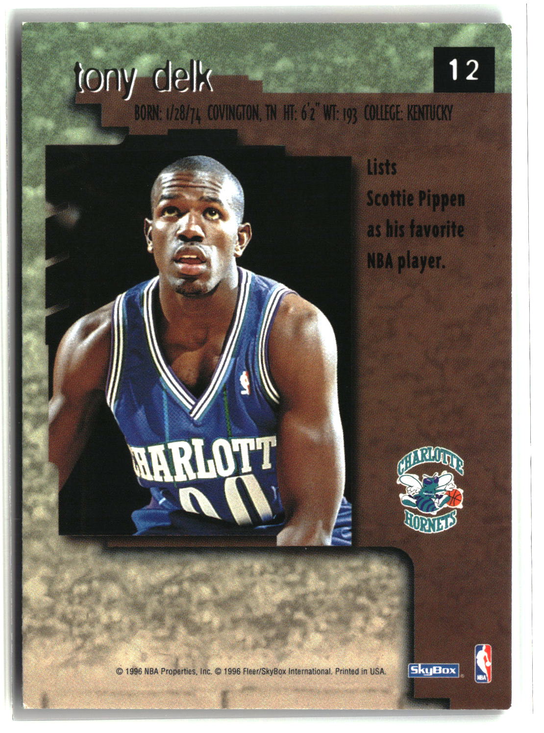 Tony Delk 1996-97 SkyBox Premium #12