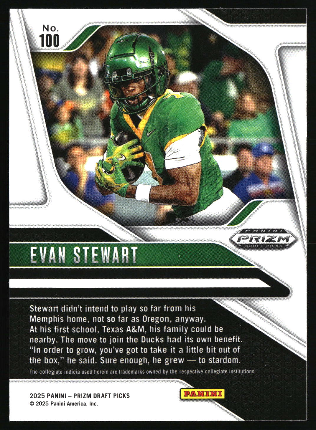 Evan Stewart 2025 Panini Prizm Draft Picks #100