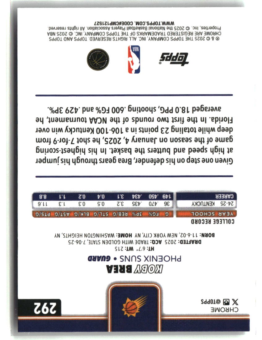 Koby Brea 2025-26 Topps Chrome #292