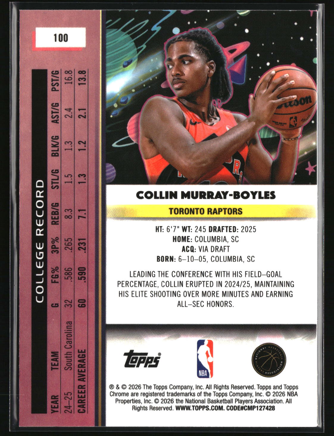 Collin Murray-Boyles 2025-26 Topps Chrome Cosmic #100