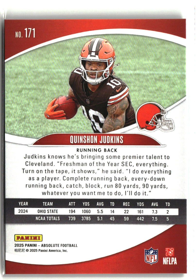 Quinshon Judkins 2025 Panini Absolute Retail #171