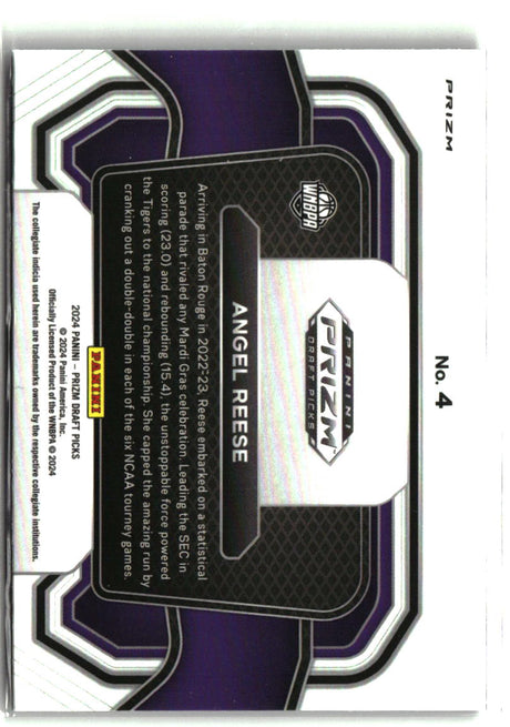 Angel Reese 2024 Panini Prizm Draft Picks - Campus Legends Prizms Purple Wave #4
