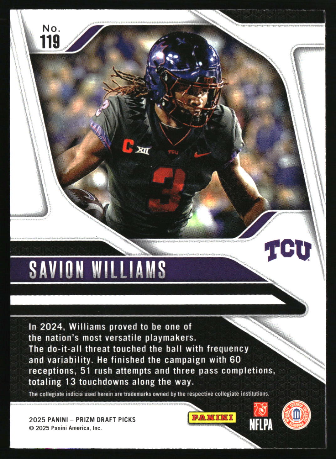 Savion Williams 2025 Panini Prizm Draft Picks #119