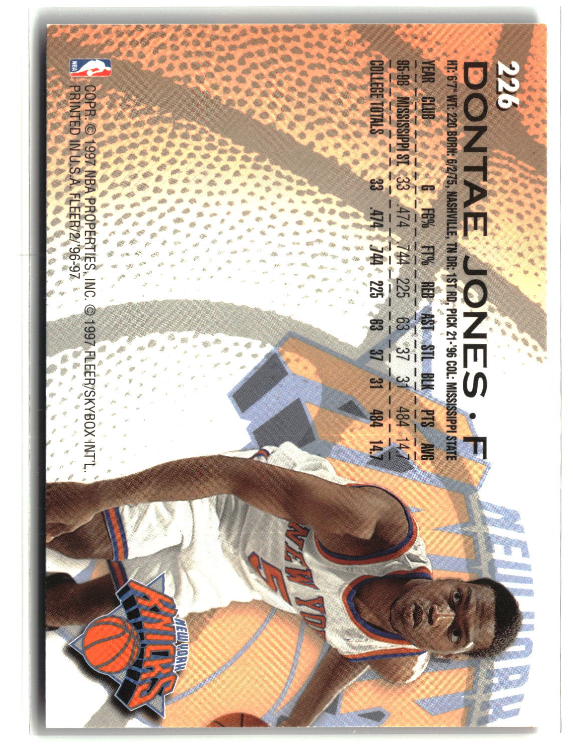 Dontae' Jones 1996-97 Fleer #226